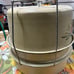Vintage Metal Cake & Pie Carrier with Glass Knob Handle Floral Cream