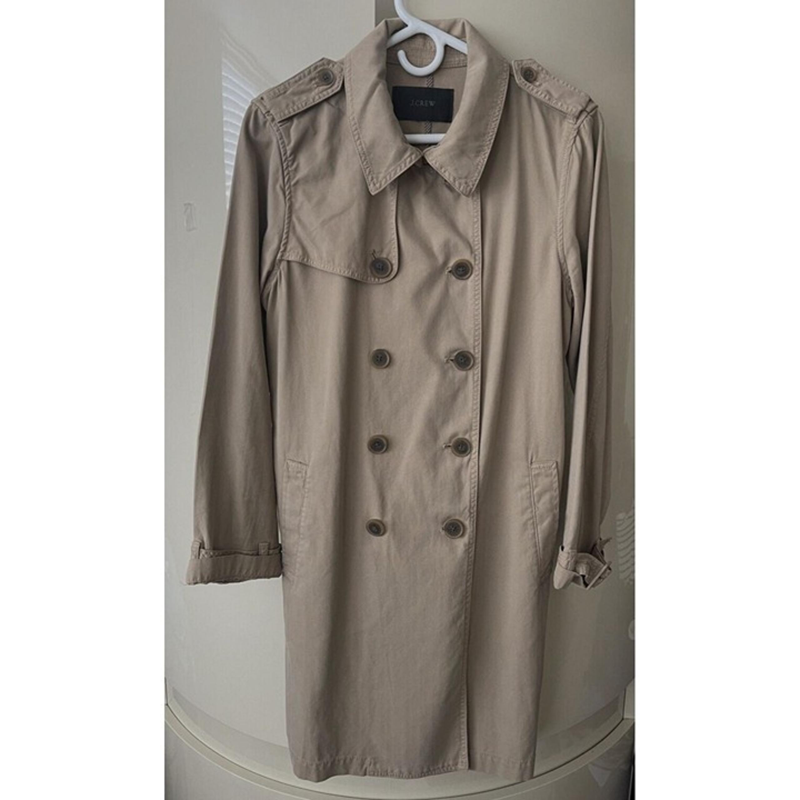 J. Crew Women's Trench Rain Coat Size 6-8 Khaki Double Breasted Classic Style