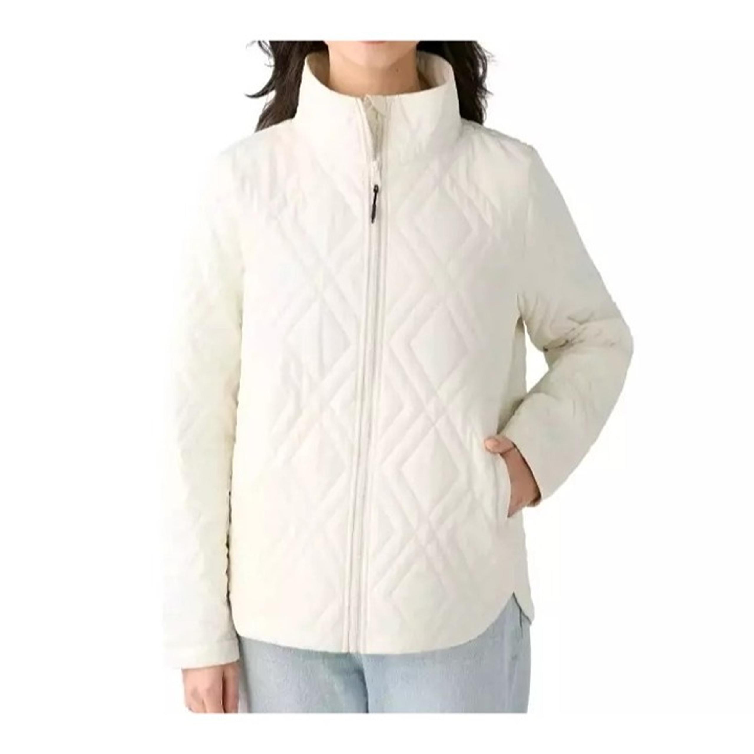Voyager Womens M Quilted Jacket Water-Resistant Diamond Pocket Lightweight Cream