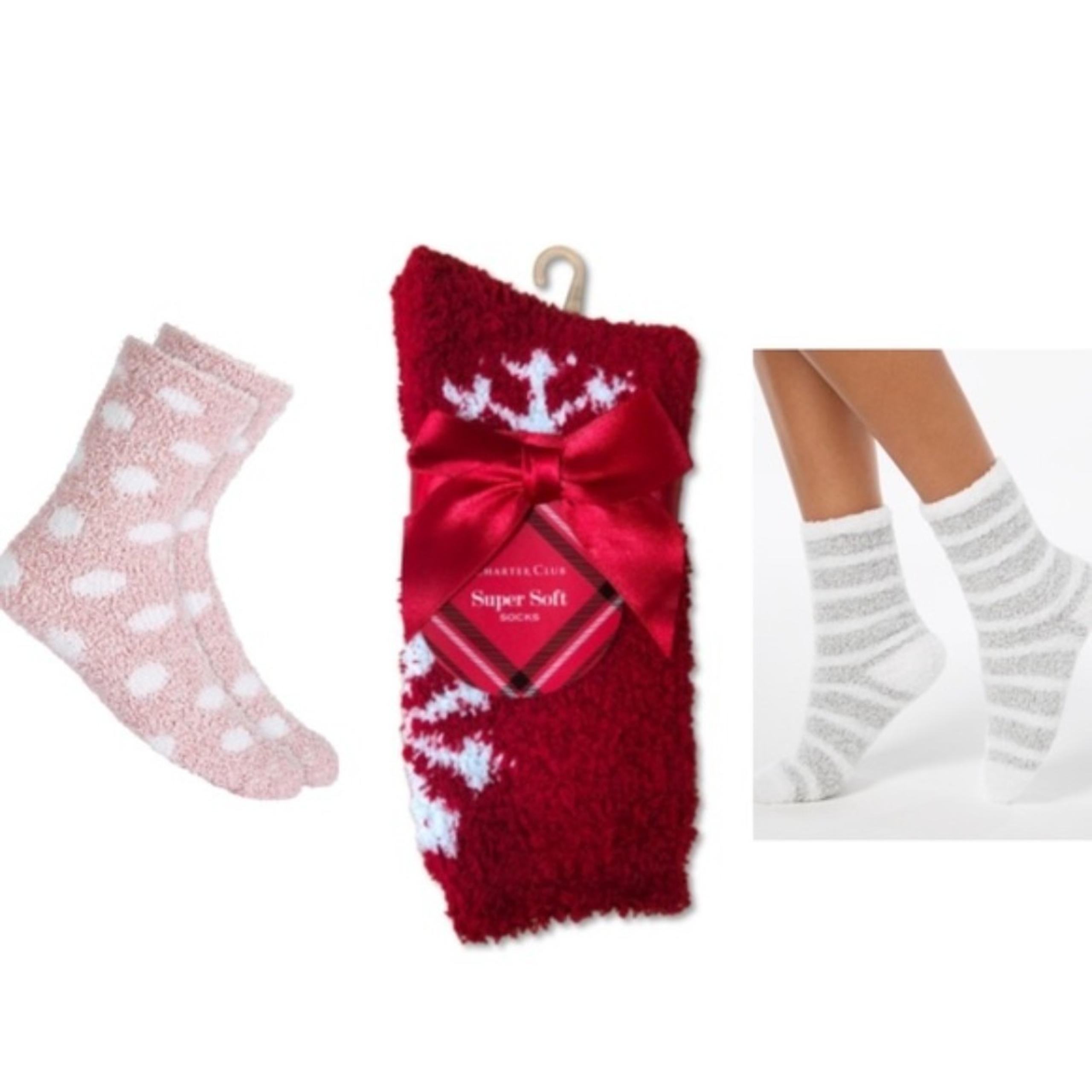 3 Set Charter Club Womens Size 9-11 Butter Super Soft Cozy Crew Socks pink red