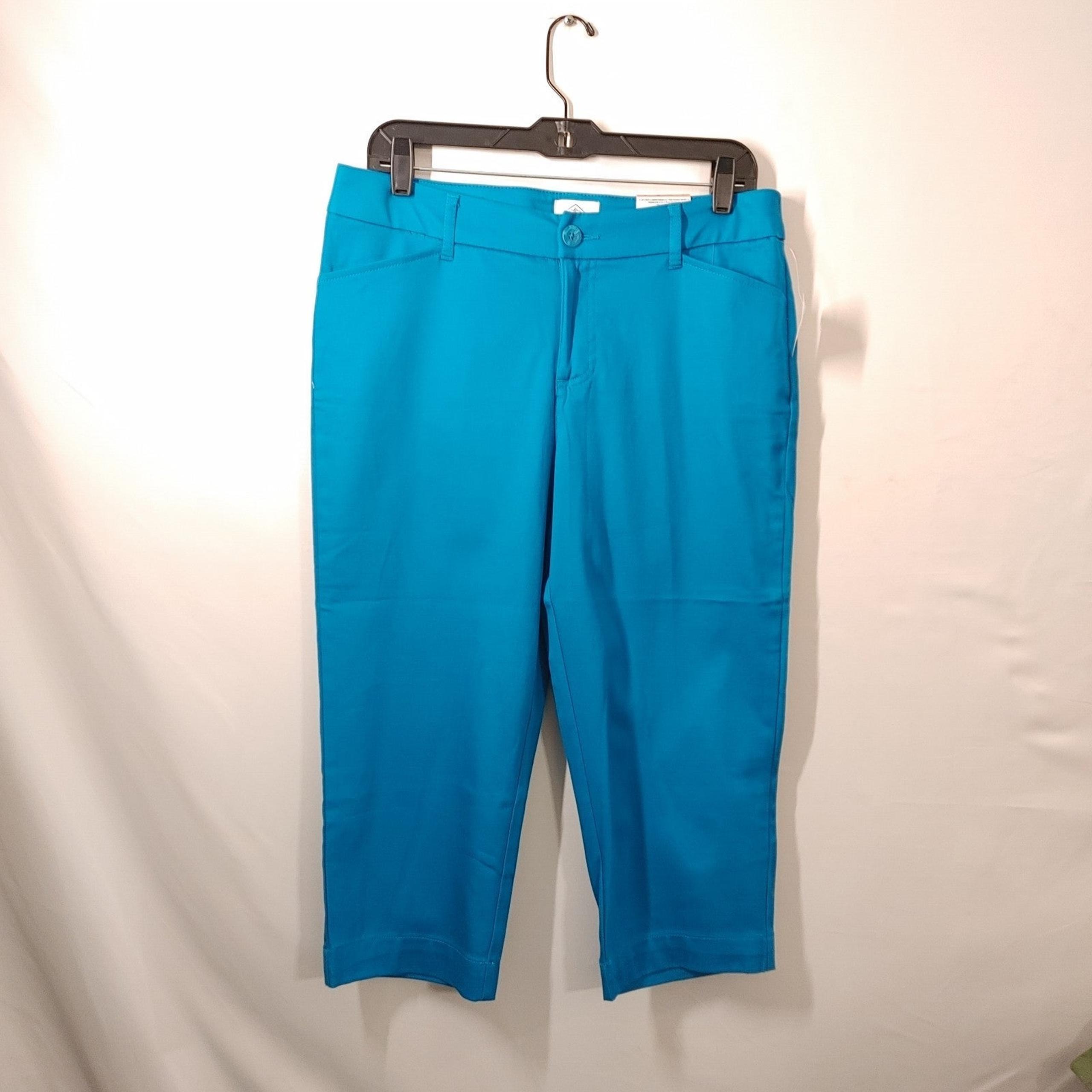 St. John's Bay Secretly Slender Classic Fit Monaco Blue Cropped Pant Size 8 NWT