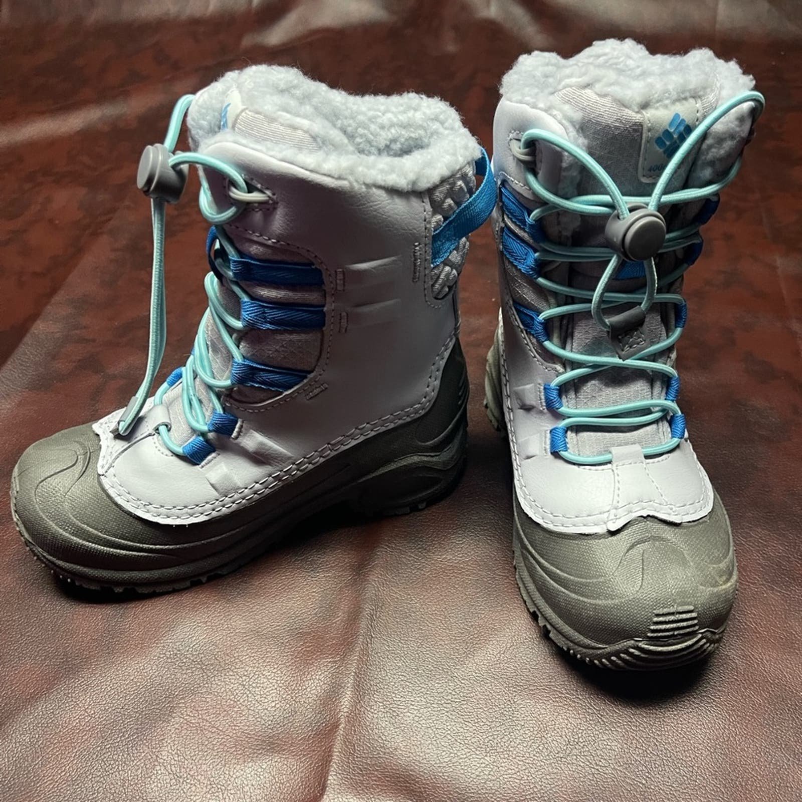 Columbia new with tags waterproof gray and blue winter boots, size 1