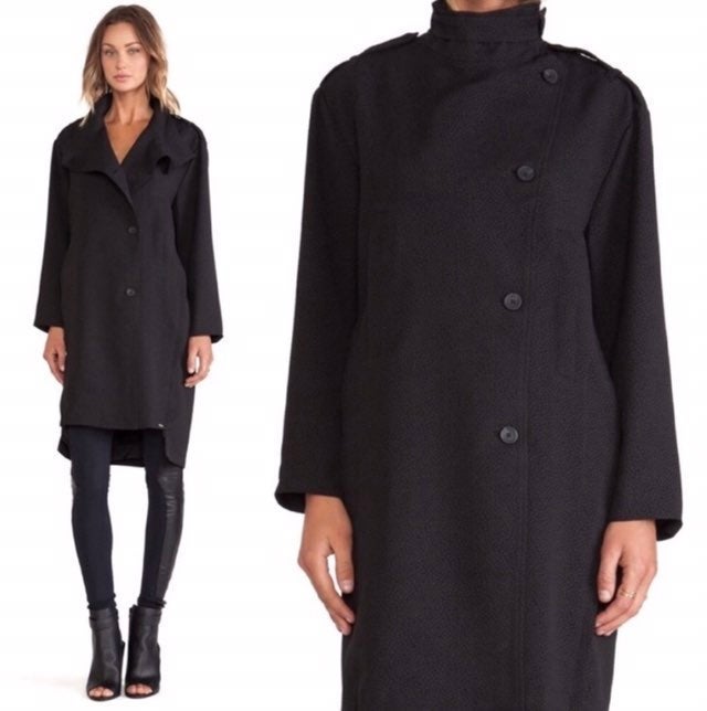 Line & Dot Baldwin long trench coat black Revolve