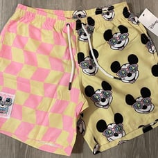 Neff x Disney Mickey Mouse Checkered Swim Trunks/Shorts - Men’s Size Small - NWT