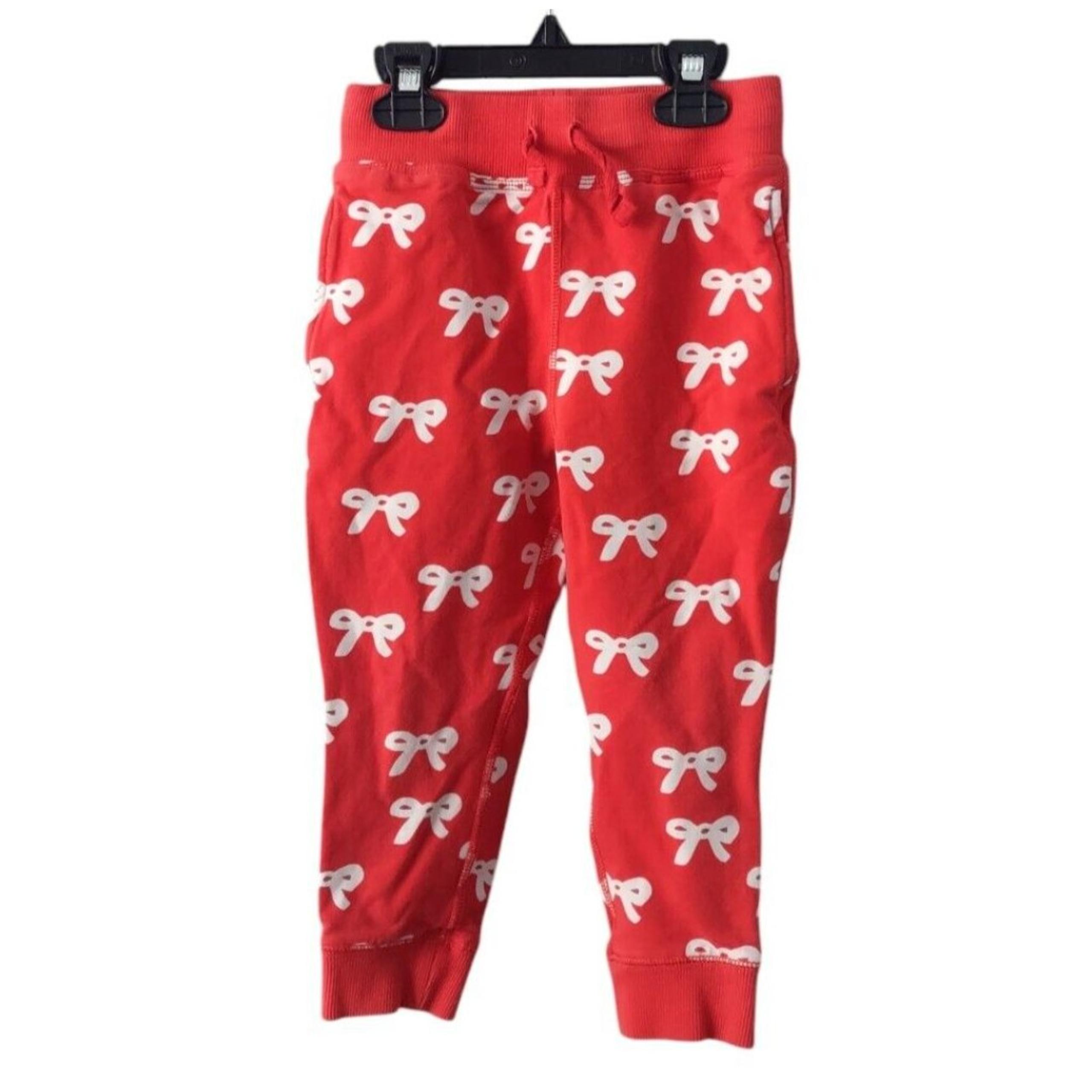 Hanna Andersson Red Bow Sweatpants Girls 100 US 4 Joggers Casual Bottoms