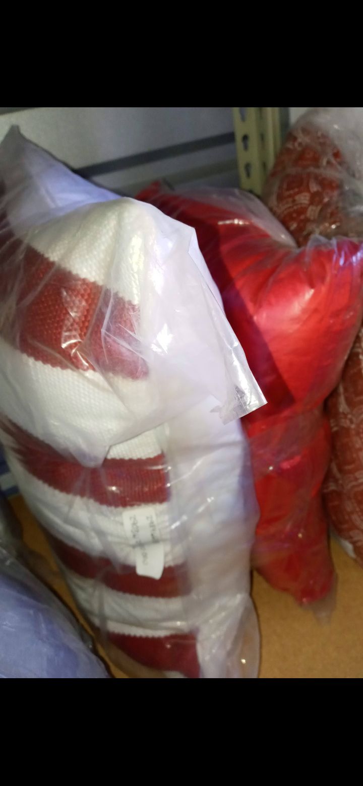 Red throw pillows