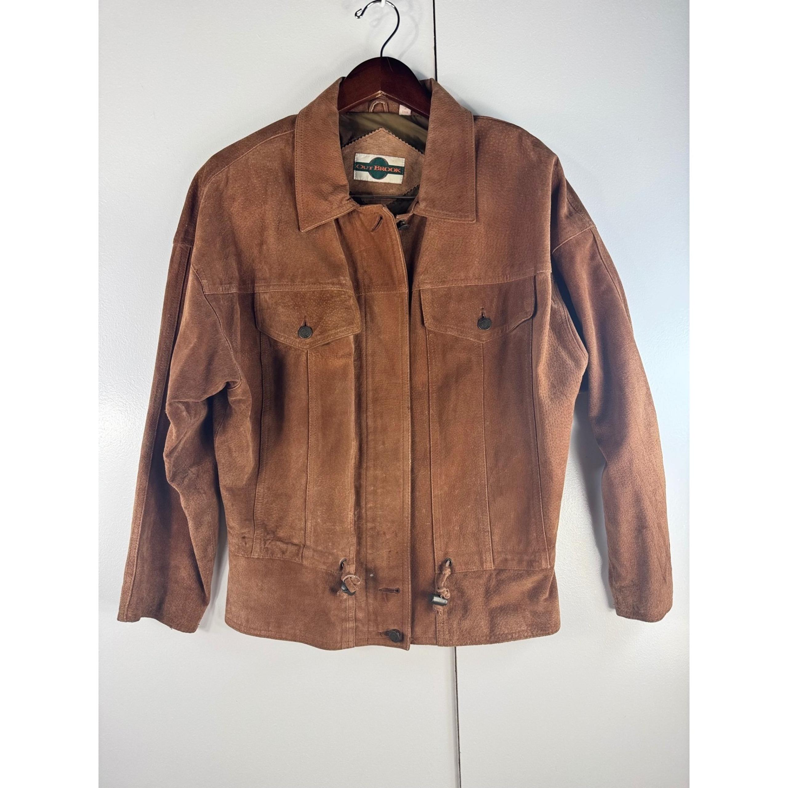 Outbrook vintage Suede Leather Jacket Western Style Snap Button Front Medium