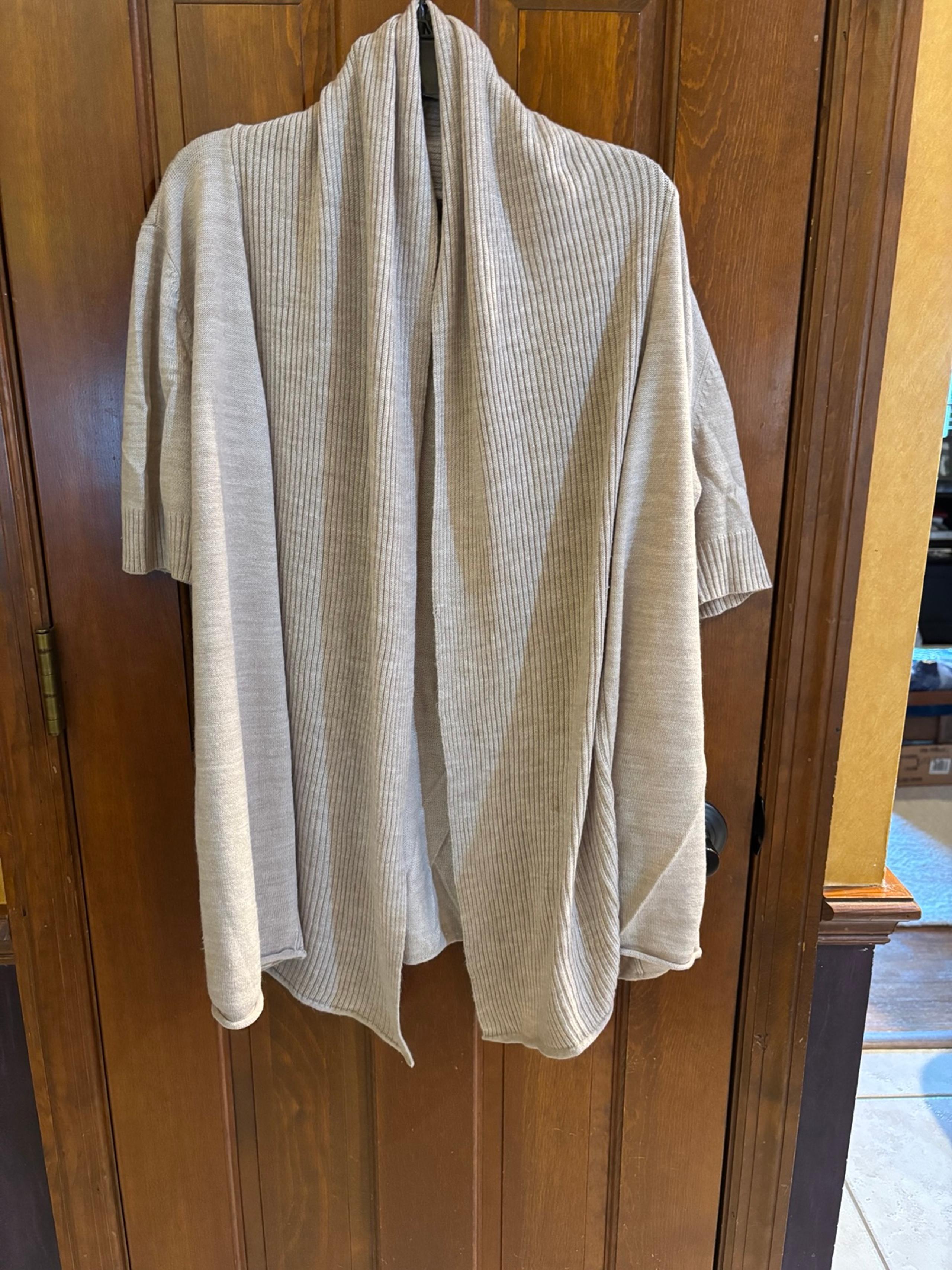 The Limited Womens Beige Tan Lightweight Shawl Neck Open Cardigan Sweater-Large