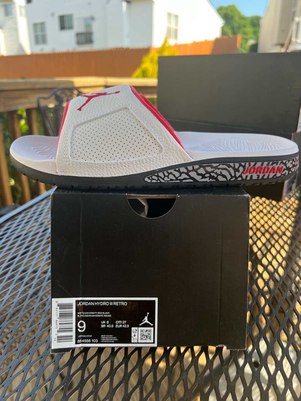 Nike Jordan HYDRO 3 Retro White-Fire Red Slides Men SZ 9