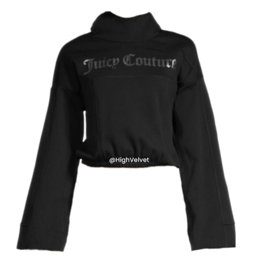 JUICY COUTURE Black Logo Cropped Hoodie size XS
