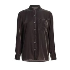 395 NWT ATM Anthony Thomas Melillo Brown Boyfriend Oversized Velvet Shirt Small
