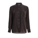 395 NWT ATM Anthony Thomas Melillo Brown Boyfriend Oversized Velvet Shirt Small