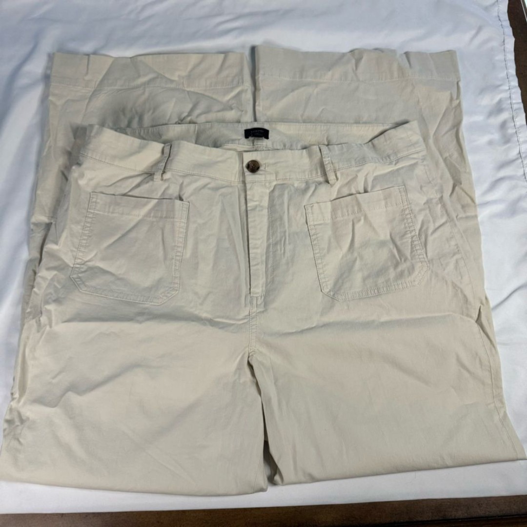 J Crew High Rise Patch Pocket Wide Leg Natural Pant Size 35 Linen Blend Stretch