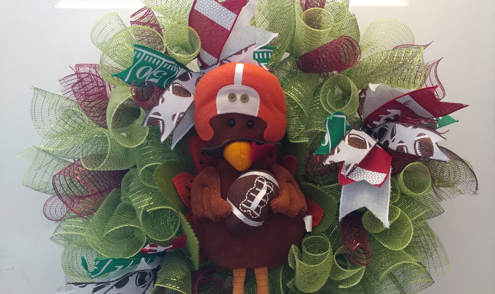 Turkey Tom Fall Football mesh wreath