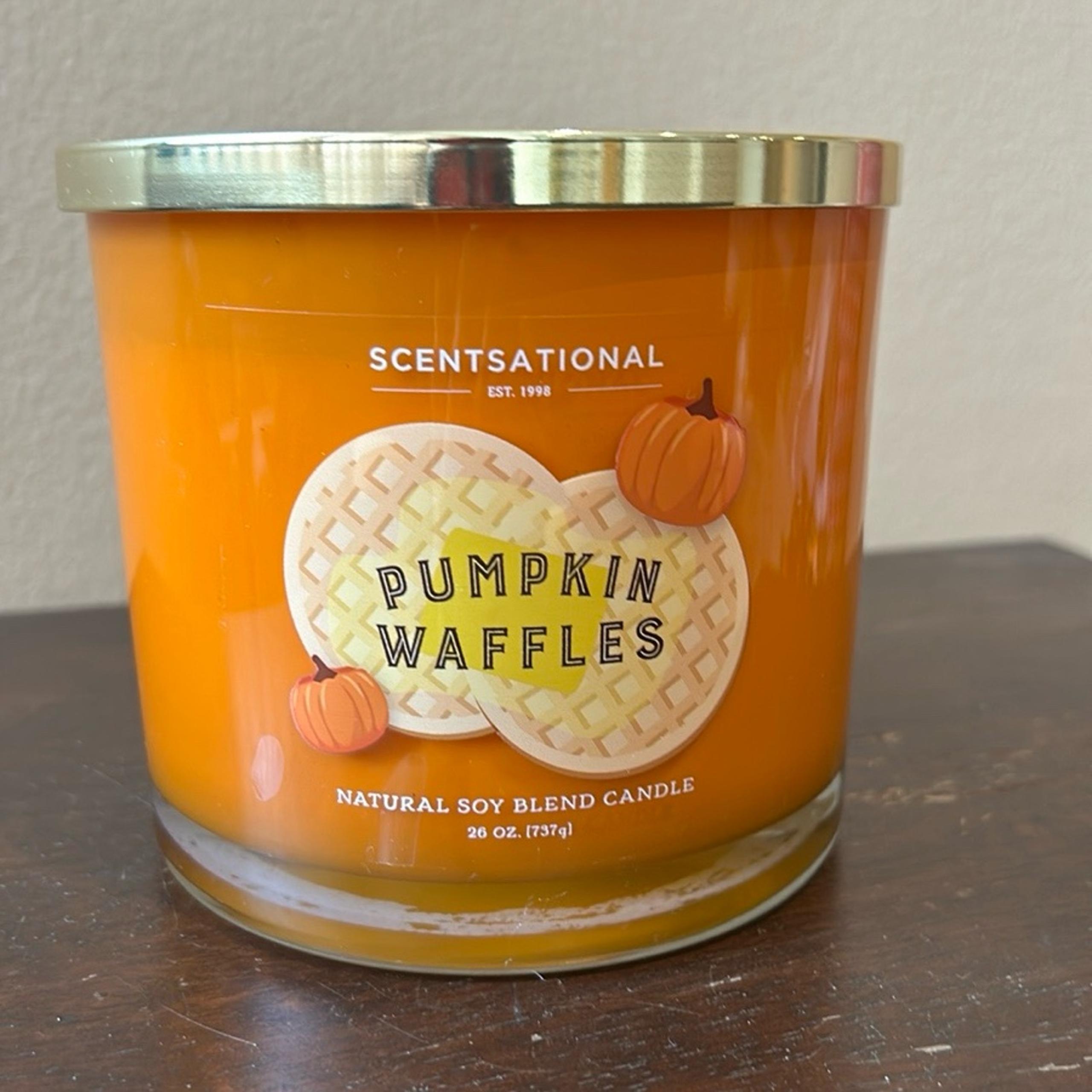 Scentsational Pumpkin Waffles Candle Glass Jar 26 Oz  Soy Wax Orange Jar Fall