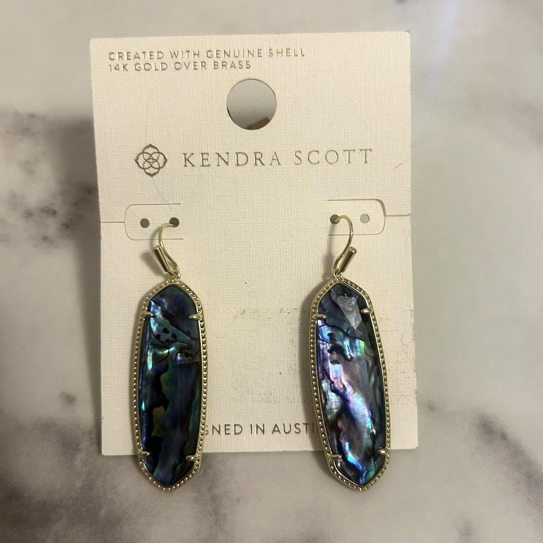 Kendra Scott Eleanor Drop Earrings Abalone 14K Gold Over Brass NWT