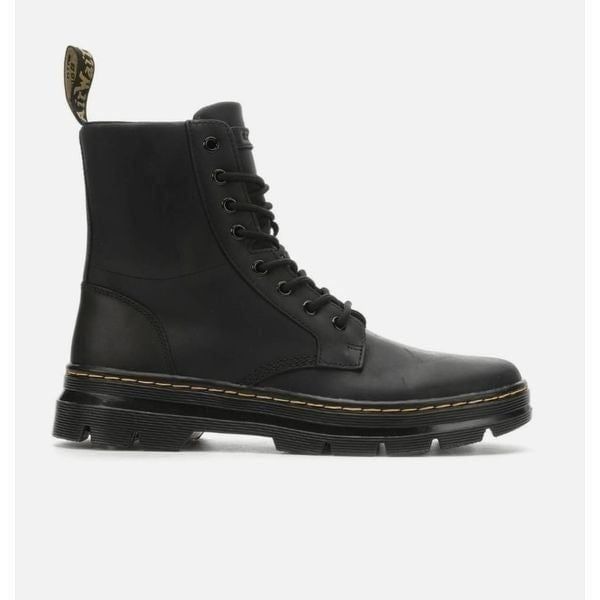 DR. MARTENS Combs Black Leather Combat Boots Size 8