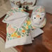 Farmhouse Kitchen Decor Kitchen towels/dish cloths and Pig Flowers Butter Dish