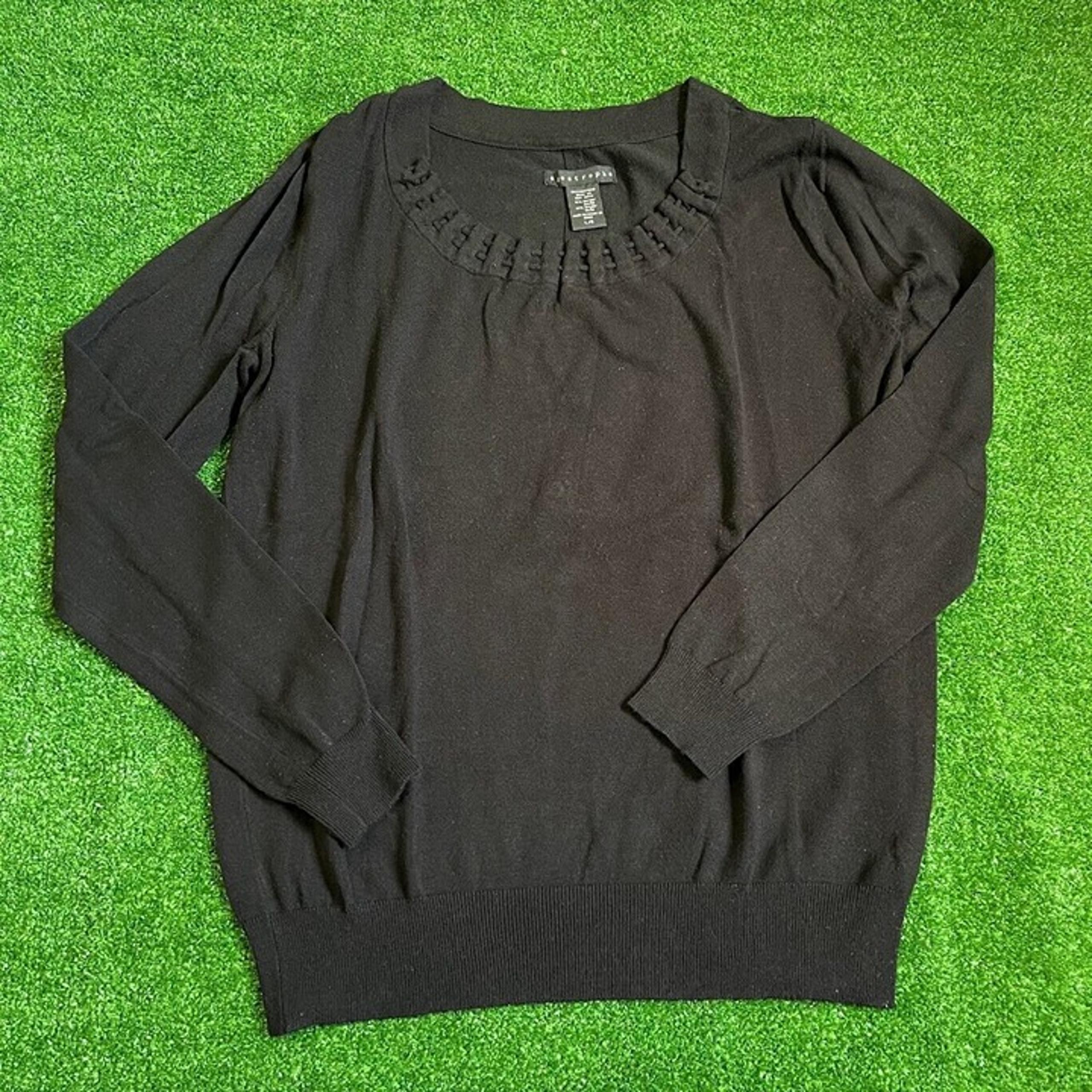 Apostrophe Long Sleeve Round Neck Black Knitted Sweatshirt Pullover Size L