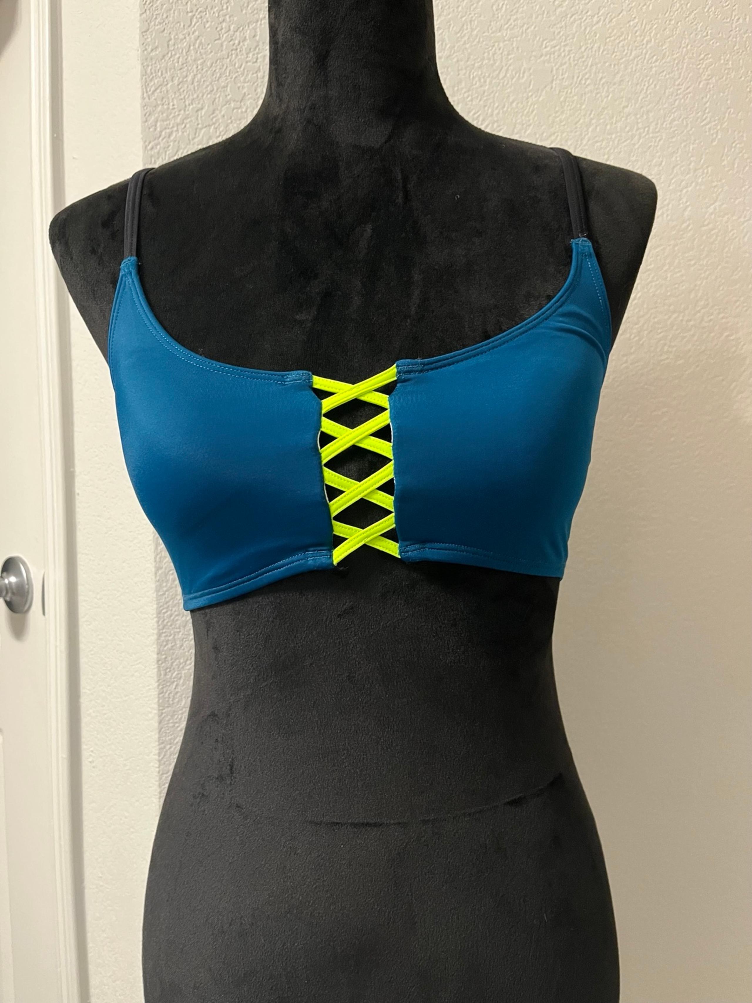 VS PINK Blue and Yellow Women's Sport Bra