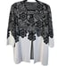 Misook Cardigan Women's 1X Gray Black Lace Print One Button Career Office READ