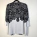 Misook Cardigan Women's 1X Gray Black Lace Print One Button Career Office READ