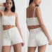 NWT MADEWELL Relaxed Denim Shorts Ivory White Size 25 Raw Hem Mid-Rise Bohemian