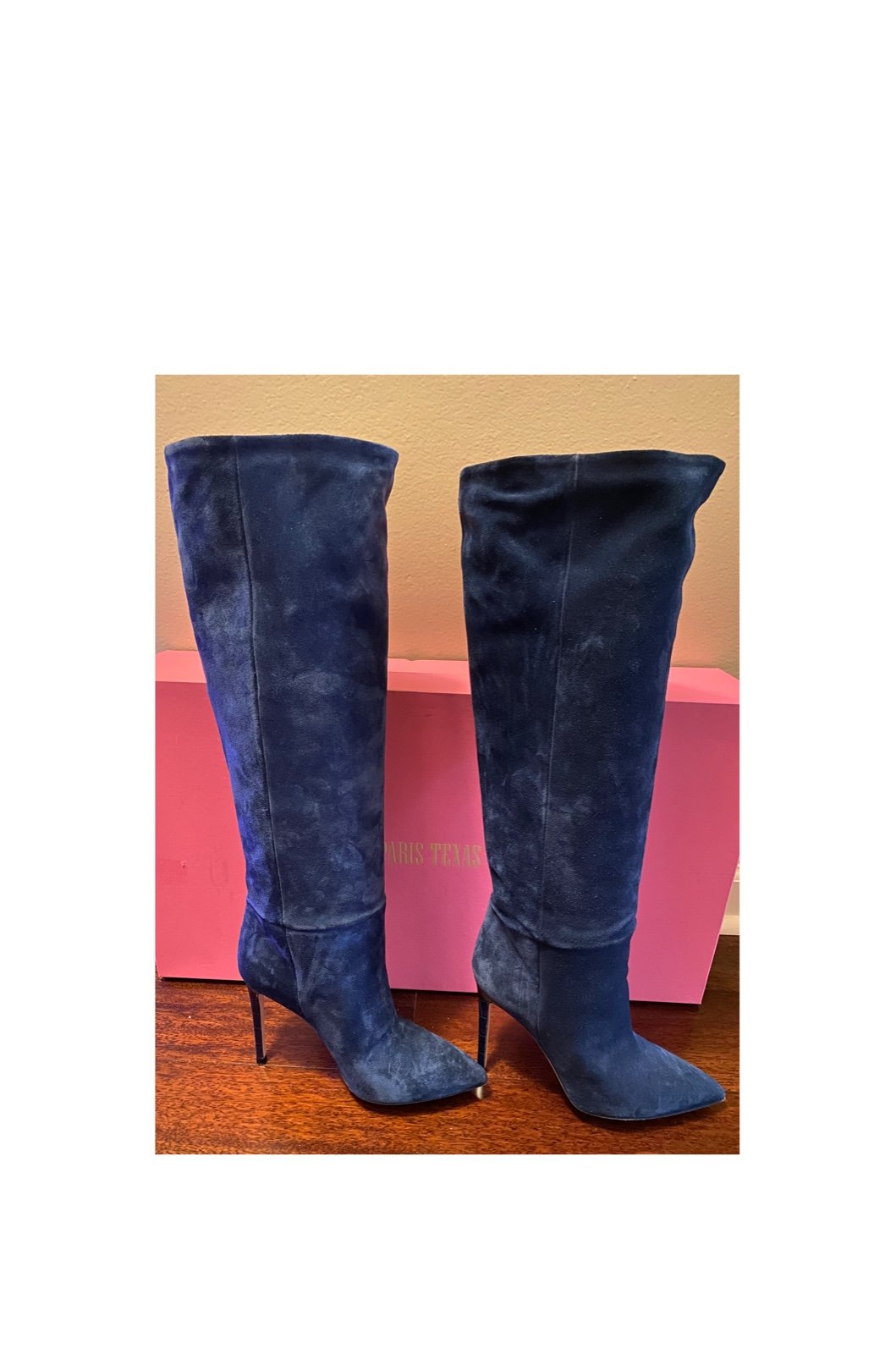 Paris Texas Blue Suede Knee High Boots