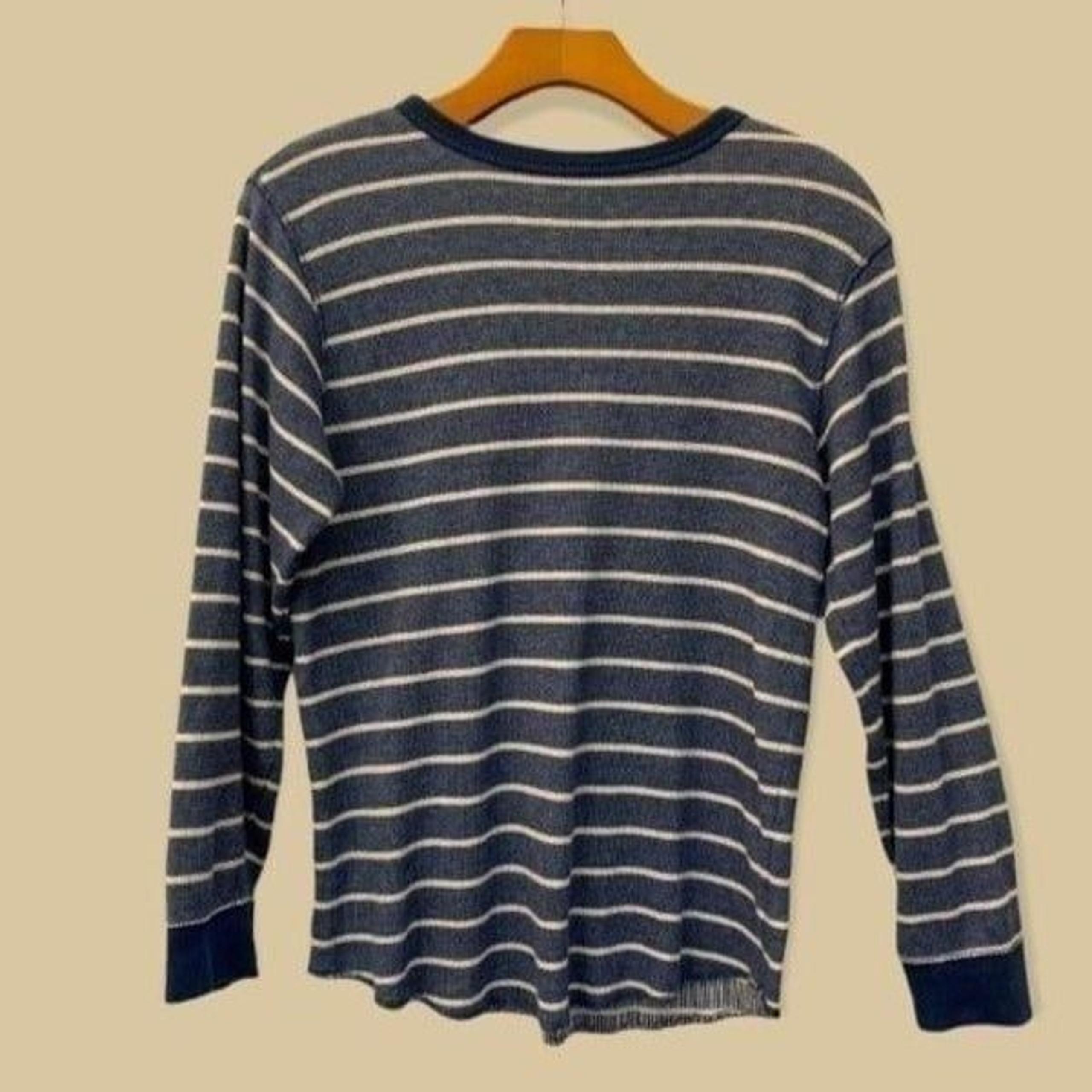 Gap Boy's size 10 Large Long sleeve blue cream striped top T-shirt