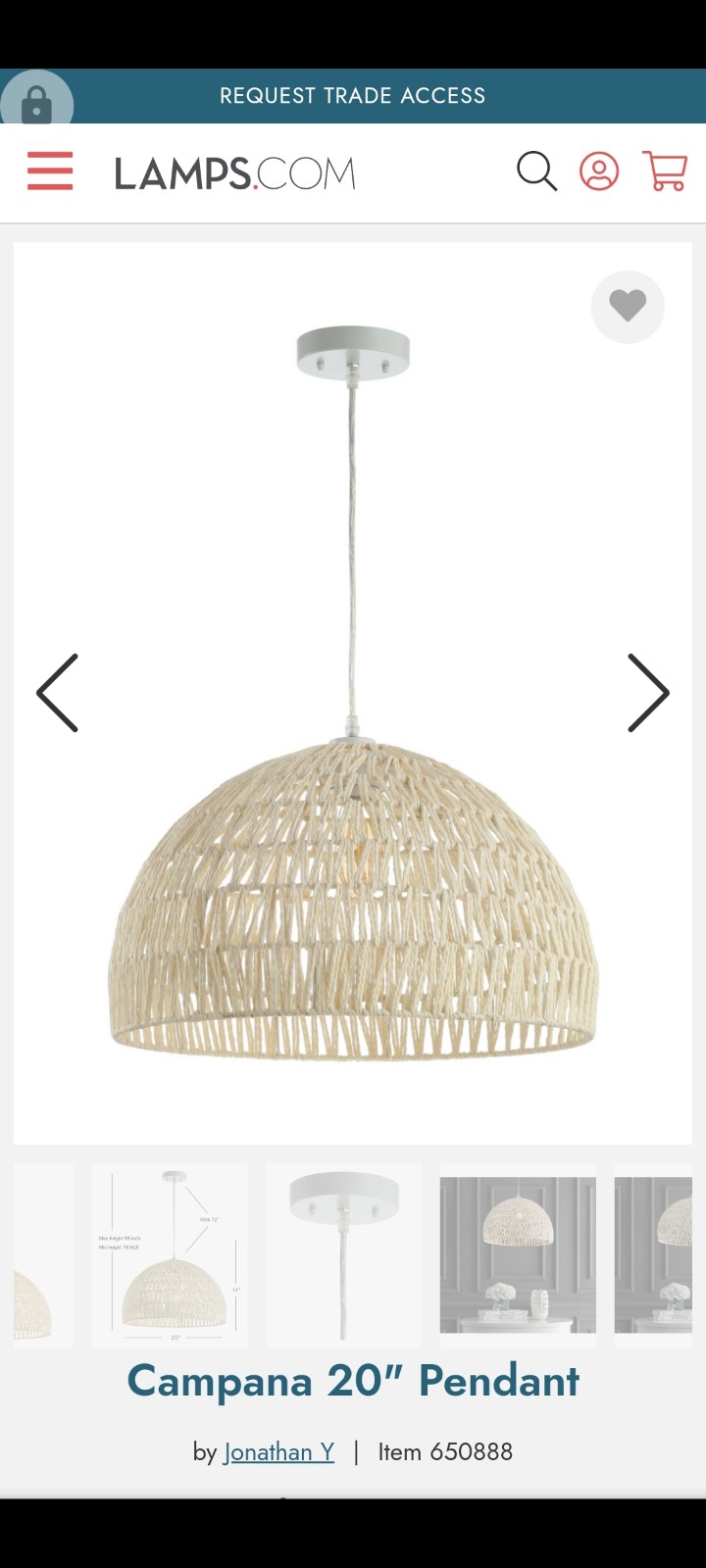 Jonathan y wicker/rattan pendant