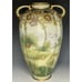 Antique Art Nouveau Cottage Pastoral Scene Vase Large Flowers Porcelain Nippon