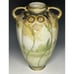 Antique Art Nouveau Cottage Pastoral Scene Vase Large Flowers Porcelain Nippon