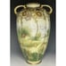 Antique Art Nouveau Cottage Pastoral Scene Vase Large Flowers Porcelain Nippon