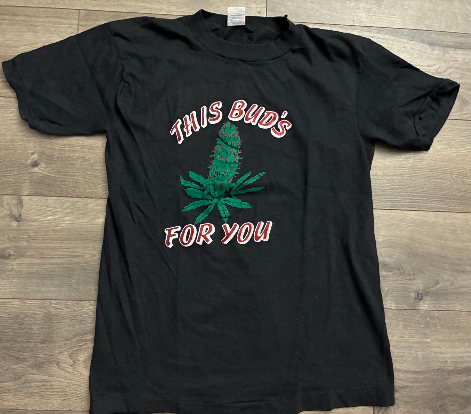 Vintage 70s  Weed Marijuana T shirt Smoke This Buds For You Size Small Thin Vtg