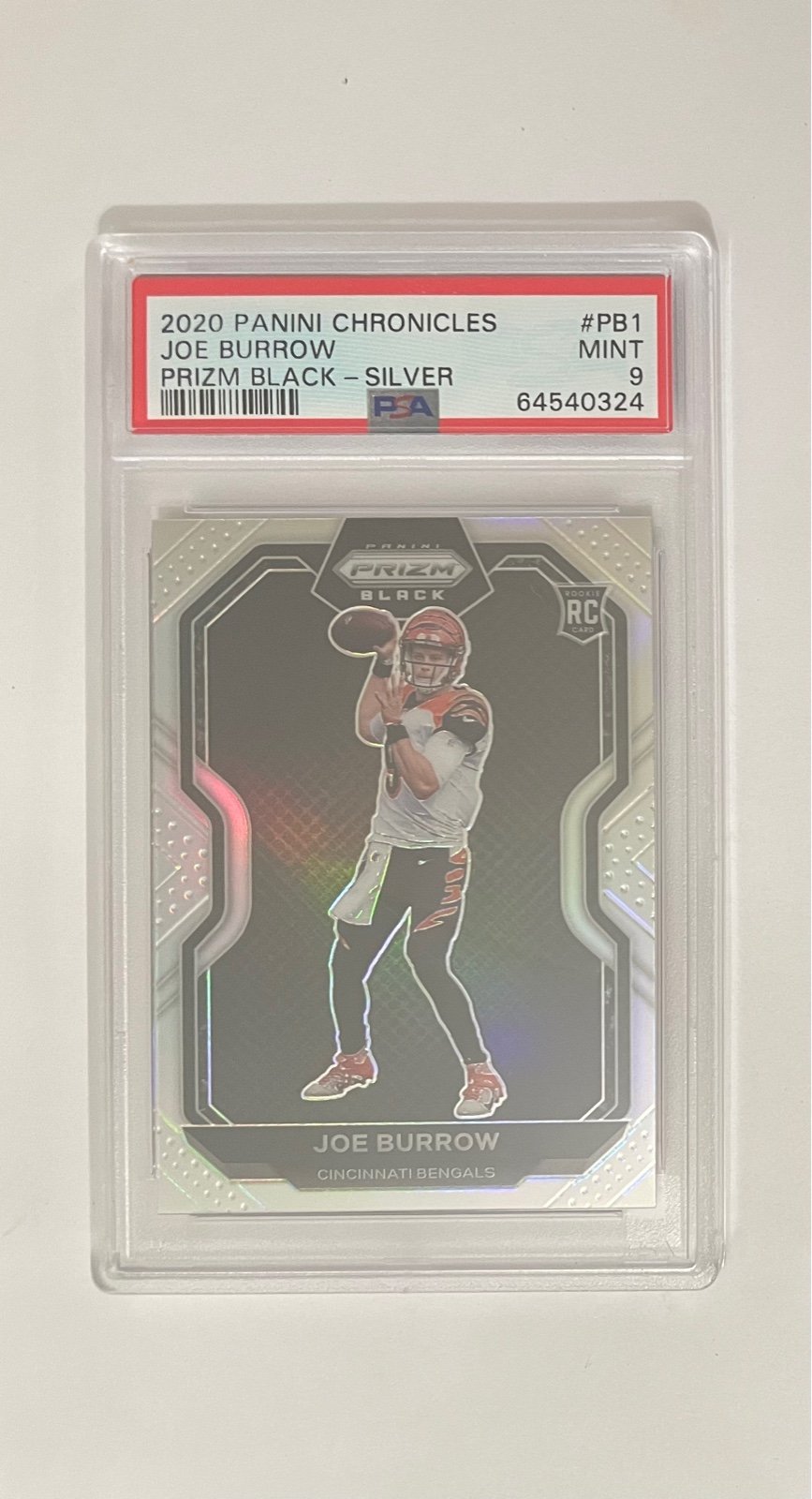 2020 Panini Prizm Black JOE BURROW Silver Prizm SP RC! PSA Mint 9!
