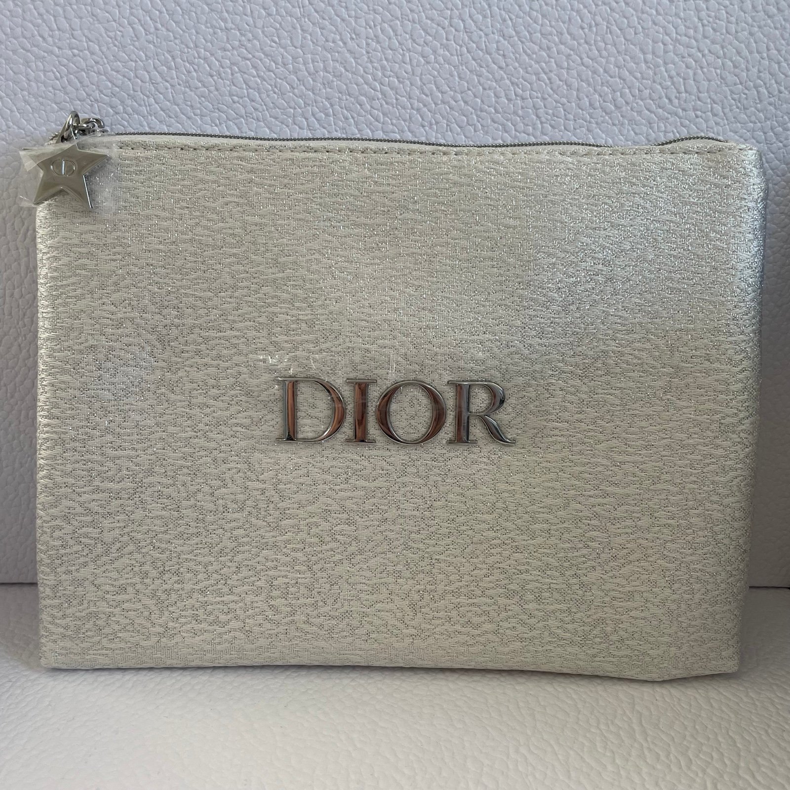 Dior Silver Flat Zip Pouch/Clutch