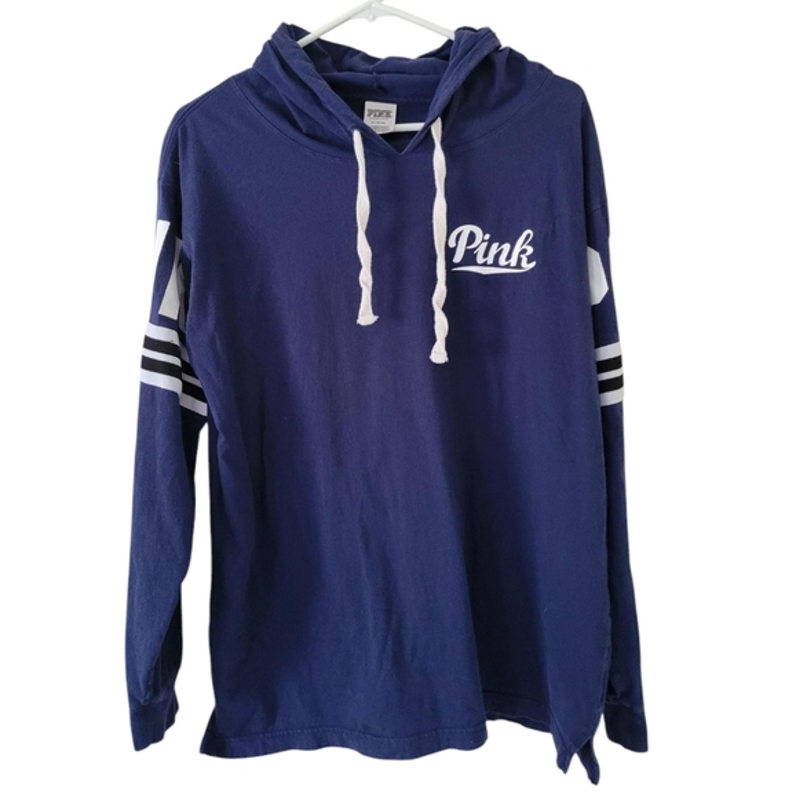 Pink Victorias Secret Navy Logo Blue Hoodie