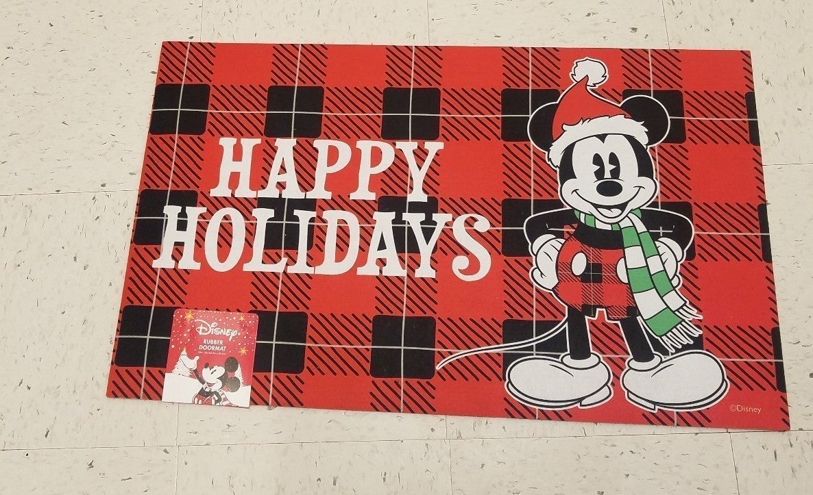 DISNEY Mickey Mouse Happy Holidays Door Mat. Christmas. Holidays