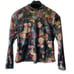 NWT Nicole Miller Floral Sequin Mock Neck Long Sleeve Top Shimmer Blouse Size L