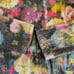 NWT Nicole Miller Floral Sequin Mock Neck Long Sleeve Top Shimmer Blouse Size L