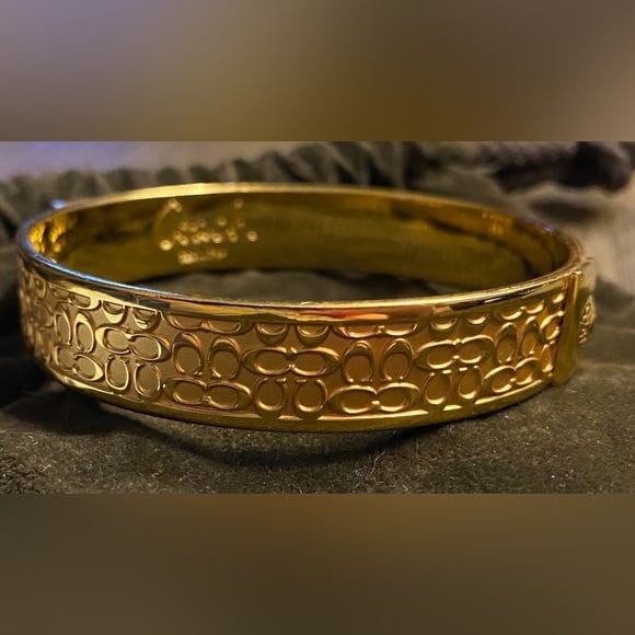 Coach Signature Bangle Bracelet with Coach Hallmark - Gold tone