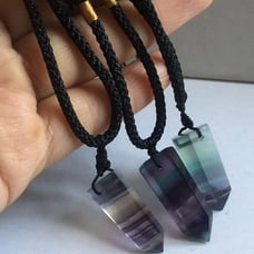 Rainbow Fluorite Pendant Necklace-Natural Gemstone Healing Balance Necklace