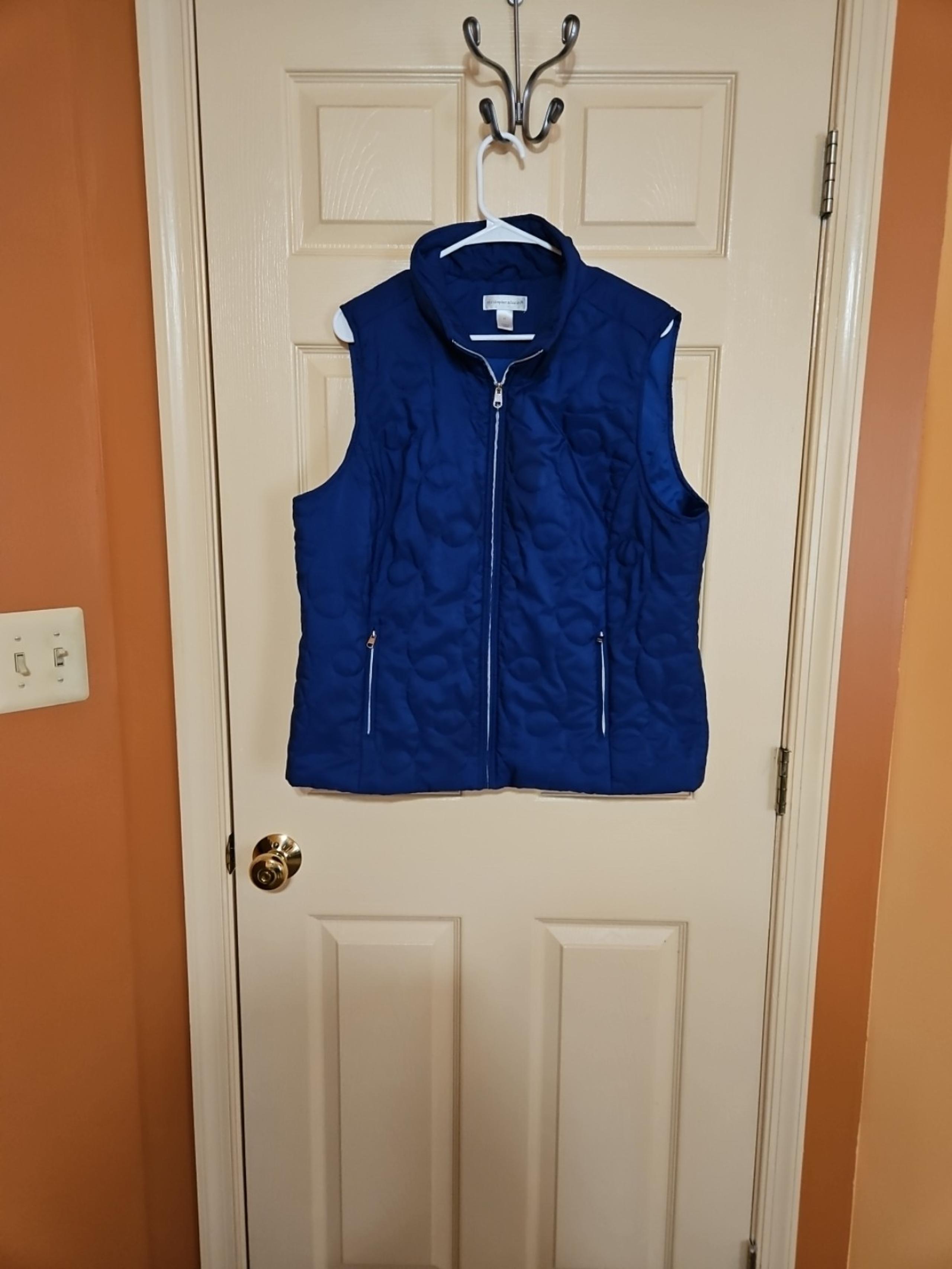 Womens Royal Blue Christopher & Banks Quilted Puffer Vest Size XL