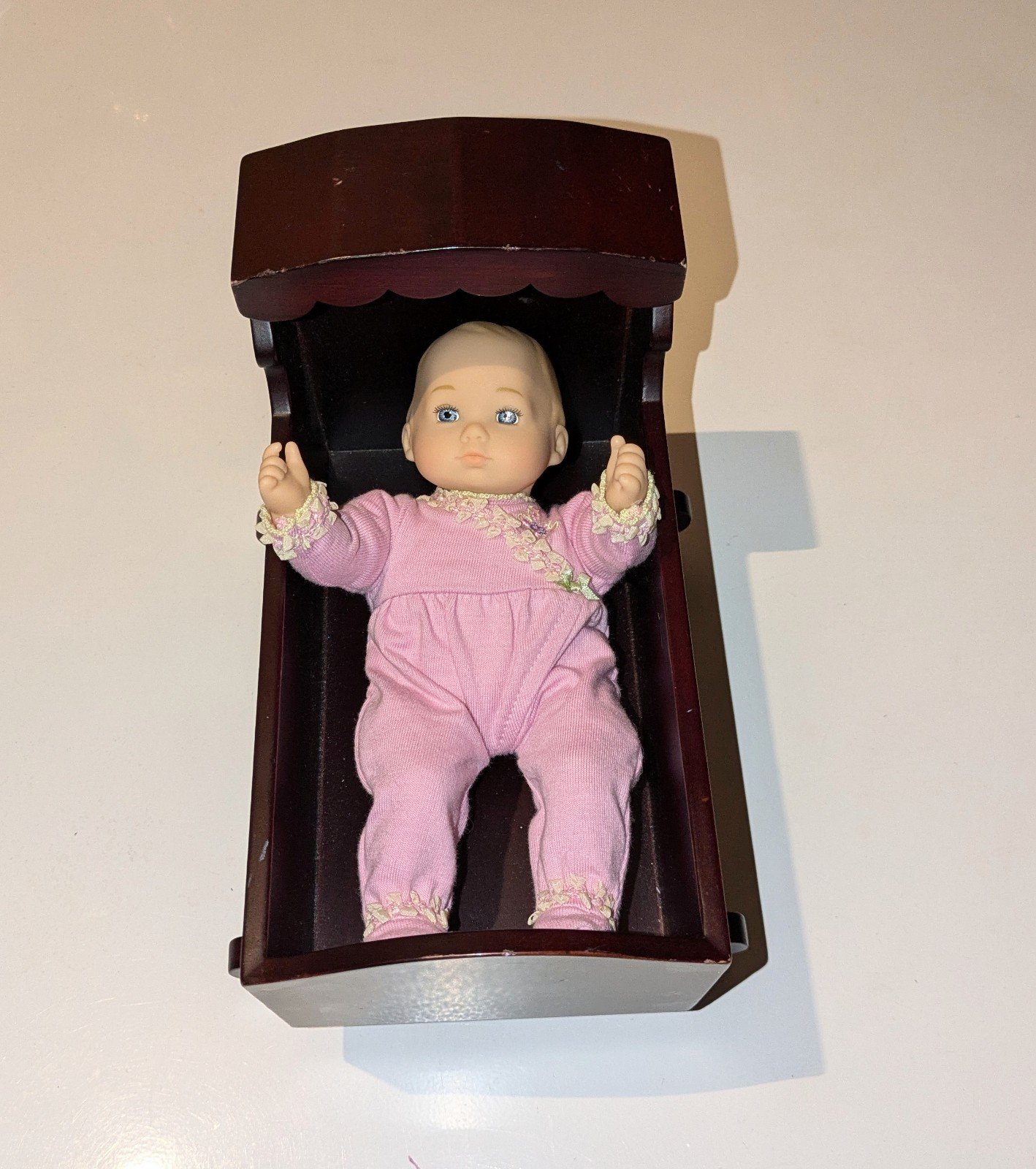 American Girl Vintage Rare Felicity Baby Polly with Wooden Cradle