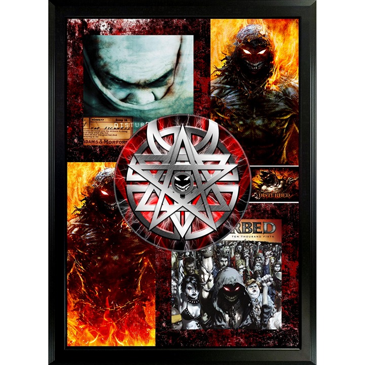 Disturbed - Framed CD Poster, Hard Rock, 'The Sickness', 'Believe' Albums