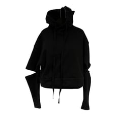 Alo Yoga Peak Cutout Long Sleeve Pullover Crop Hoodie Sweatshirt Black XS