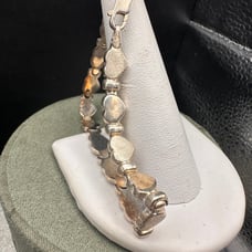 Vintage Sterling Heart Panel Link OTC marked 8” Bracelet