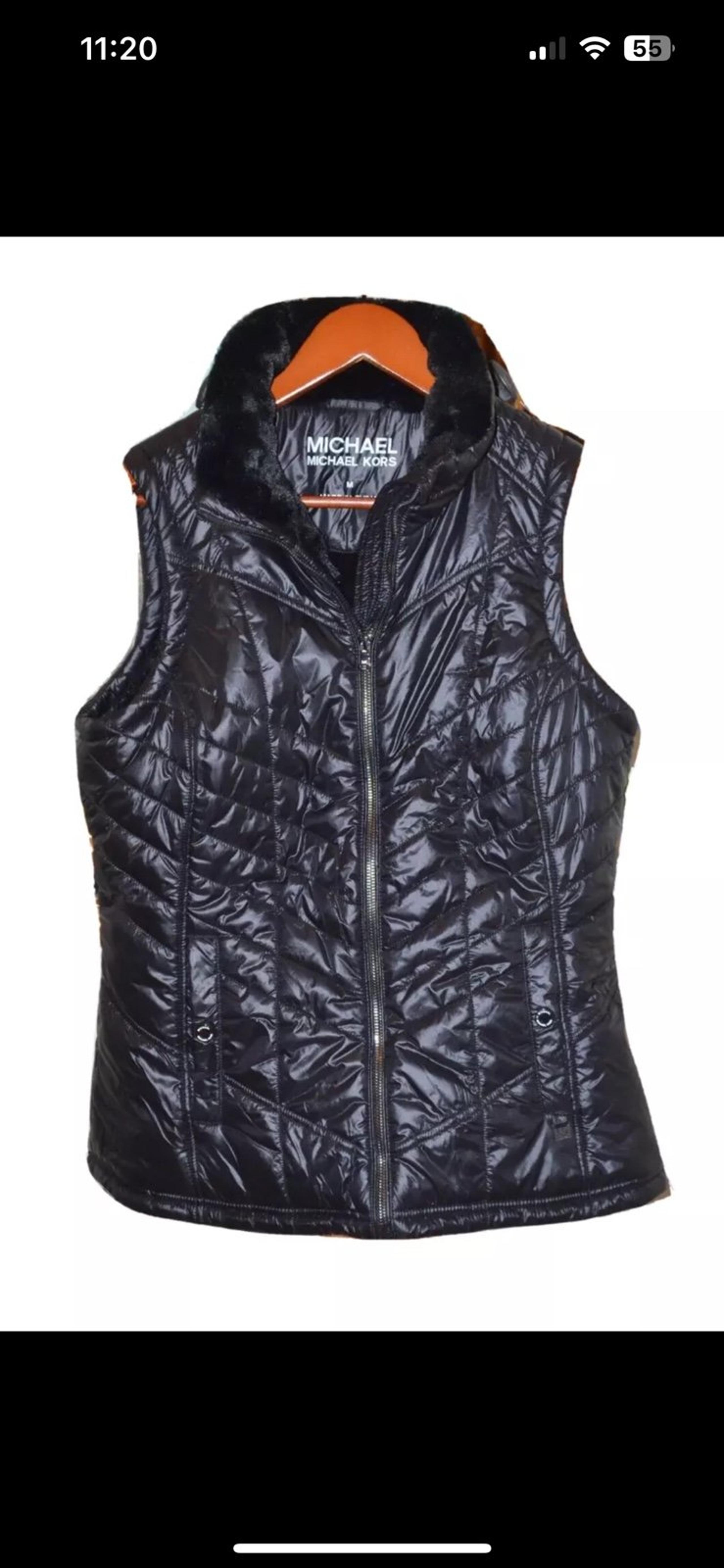 MICHAEL KORS WOMEN'S BLACK FAUX FUR LINED ZIPPERED VEST JACKET SZ M NWT $125