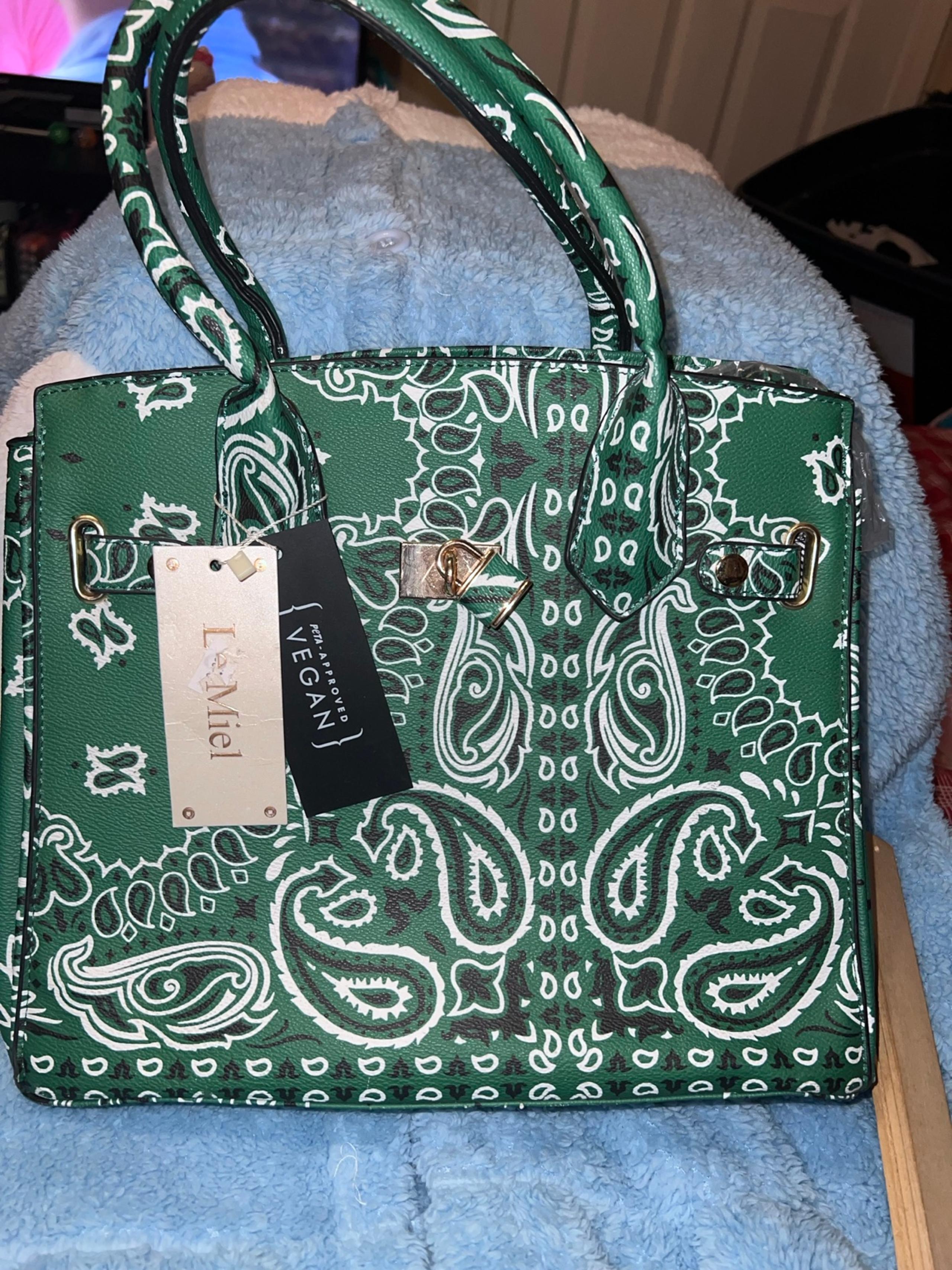 Le miel crossbody bag hunter green bandana print