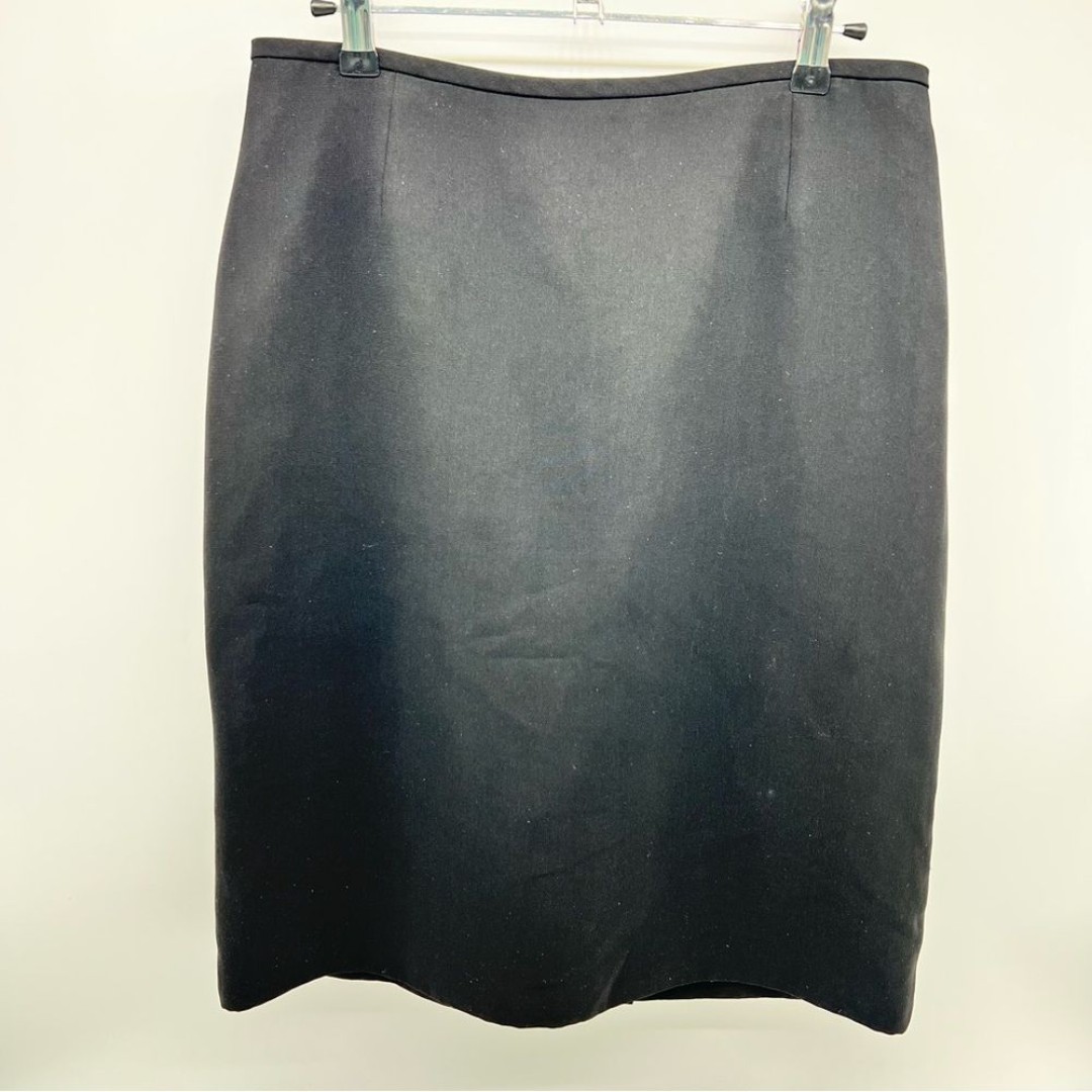 Tahari ASL Black Knee Length Pencil Office Skirt Fully Lined Walking Slit-Size 6